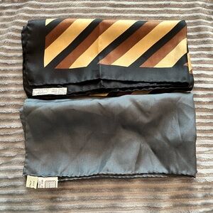 Pocket Square Vintage All Silk  Lot Of 2 Ashear/Mr. Guy Italy Hand Rolled 18.5"